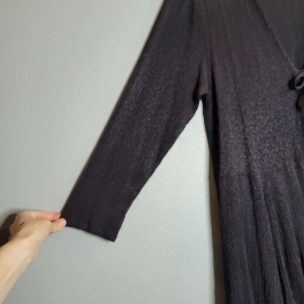 Y2K Whimsygoth Witchy  Fairy Grunge Goth Women's Black 3/4 Sleeve Tie V Neck Sty - Picture 7 of 7